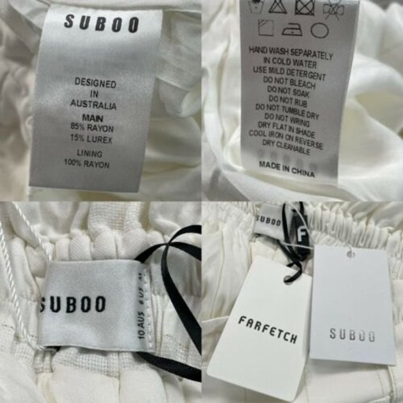 Suboo Nadia Revolve High Waist Wide Leg Pants NWT Ivory/Gold Stripe Size 6 - Picture 9 of 11